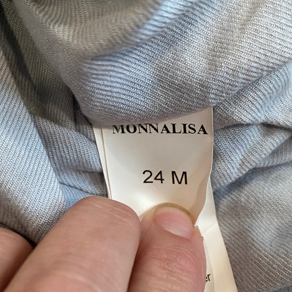 Grey wool with plaid/leopard detail Monnalisa Bebe dress, size 24 months. - Picture 10 of 11